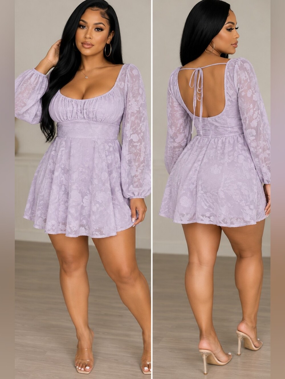 wild fable Lilac Lace Scoop-Back Mini Dress